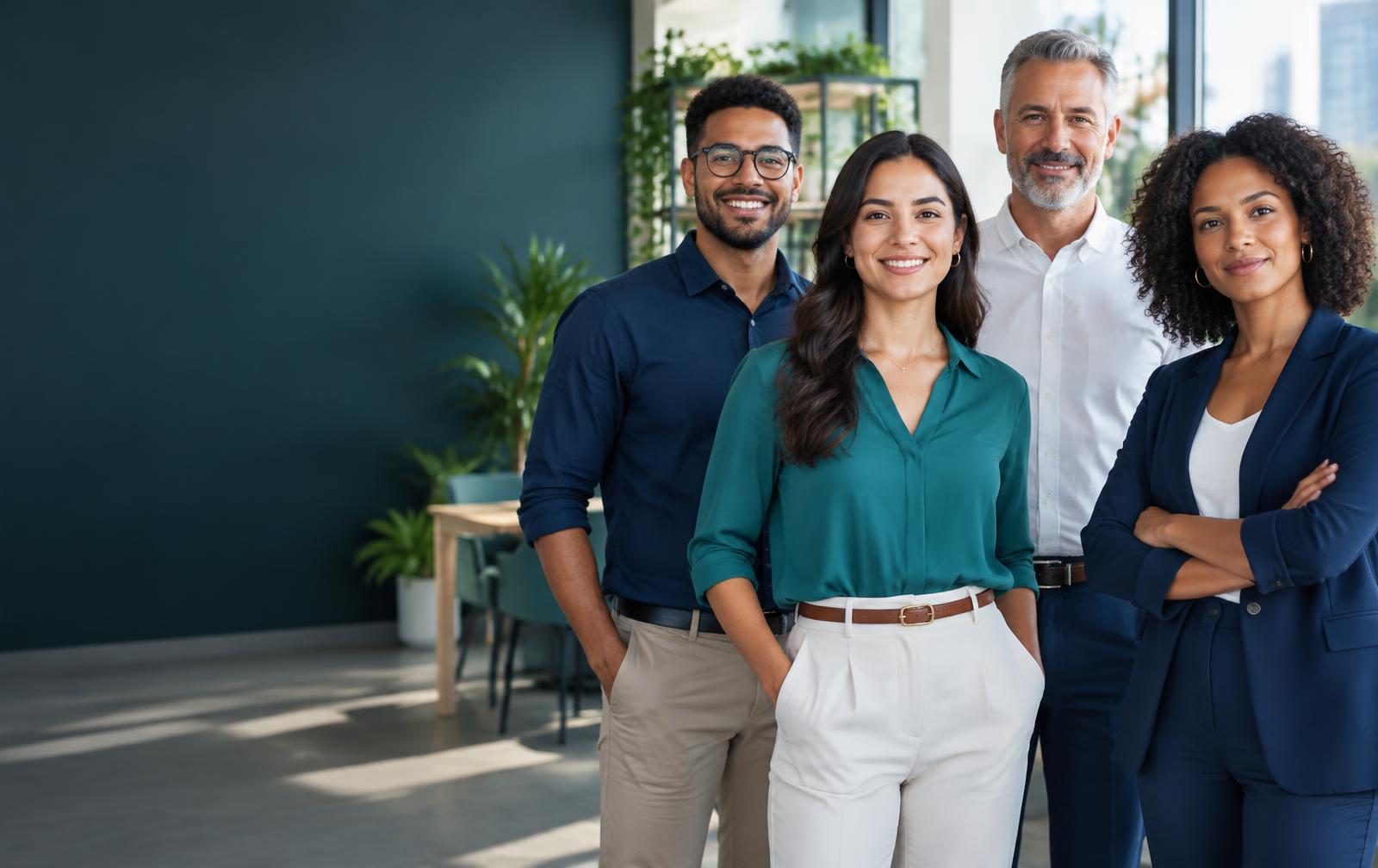 Equipe de profissionais em um ambiente corporativo